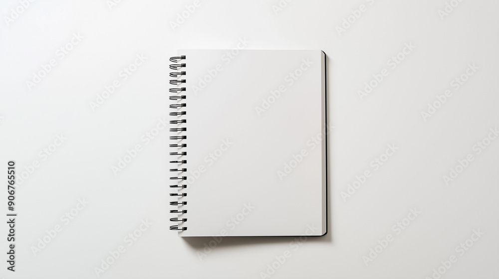 A blank spiral notebook lies on a white surface, inviting creativity and fresh ideas. A blank spiral notebook lies on a white surface, inviting creativity and fresh ideas.