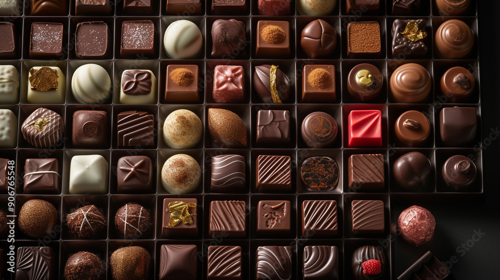 A collection of gourmet chocolates arranged in an artful manner, highlighting their exquisite packaging. A collection of gourmet chocolates arranged in an artful manner, highlighting their exquisite packaging.