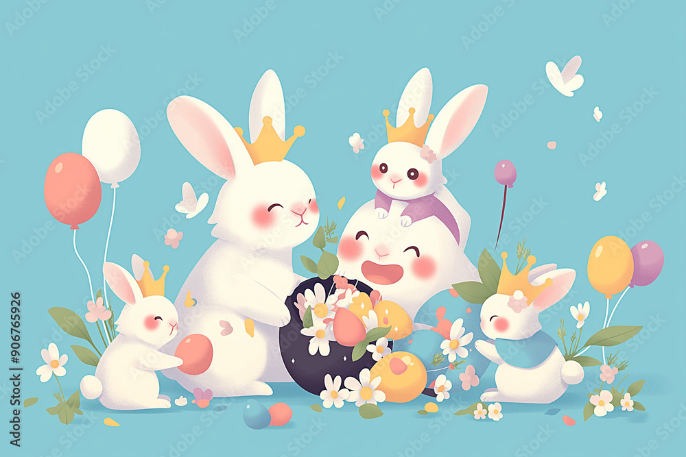 Easter Bunny Family Illustration Background Easter Bunny Family Illustration Background