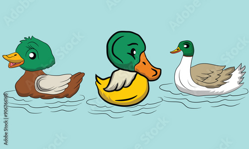 Colorful Little duck Vector Illustration design