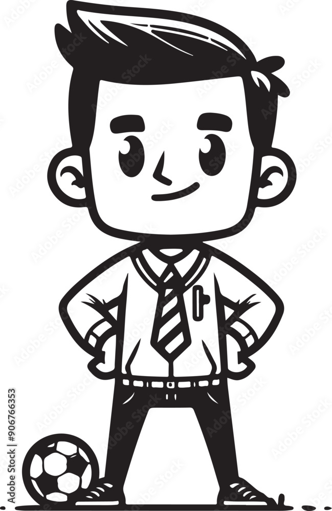 A man Standing funny comic Cartoon character black and white line art silhouette on white background A man Standing funny comic Cartoon character black and white line art silhouette on white background