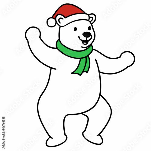  Christmas cartoon Bear Dancing Vector