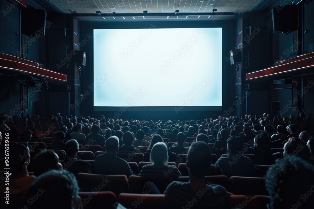 Obraz premium Group of friends or family gathered around a screen, watching their favorite show or movie