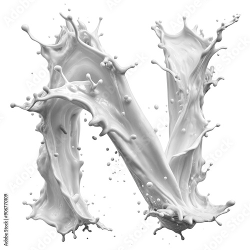The letter N made of milk and paint