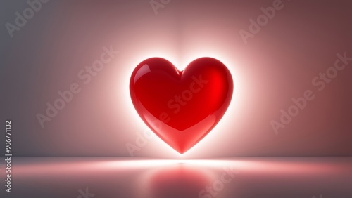 The shining red 3D heart shape symbolizes eternal love