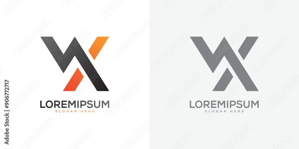 Letter WX Logo Vector Minimal Design Template. Letter WX Logo Vector Minimal Design Template.