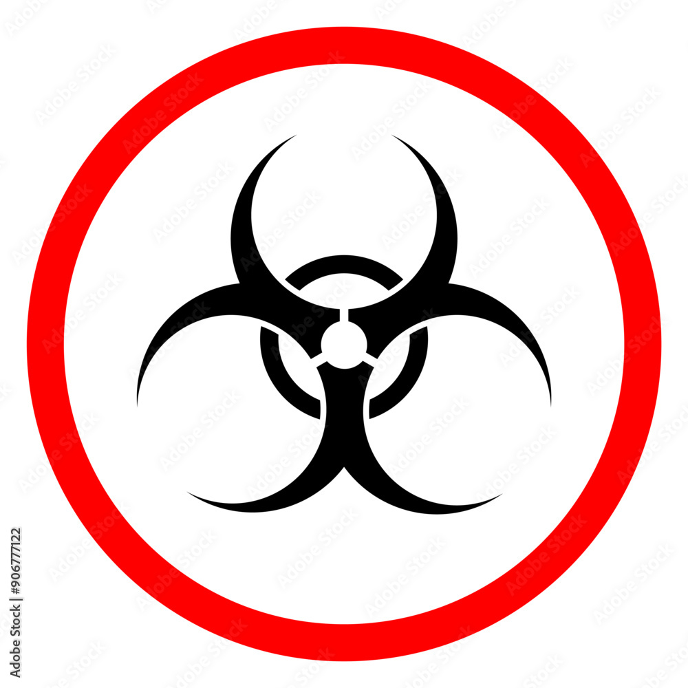 Biohazard warning sign or symbol, caused by biological microorganisms, viruses or toxins. Simple flat vector caution sign Danger Biological waste threat warning. Medical Waste Biohazard warning sign or symbol, caused by biological microorganisms, viruses or toxins. Simple flat vector caution sign Danger Biological waste threat warning. Medical Waste