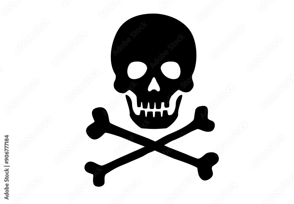 Skull crossbones silhouette icon. Clipart image isolated on white background Skull crossbones silhouette icon. Clipart image isolated on white background