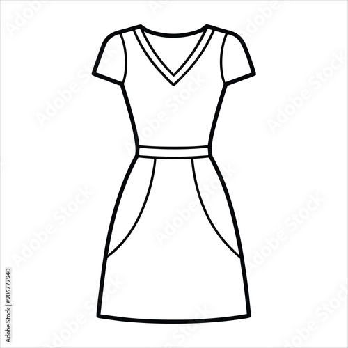 A stylish plain dress illustration line art vector