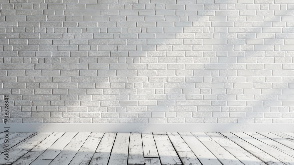 Minimalist white brick wall with space for work and design in room interior theme Minimalist white brick wall with space for work and design in room interior theme