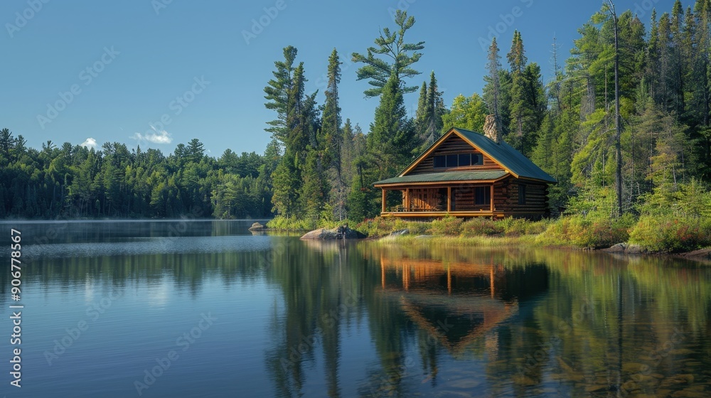 Tranquil Lakeside Cabin in the Serene Forest