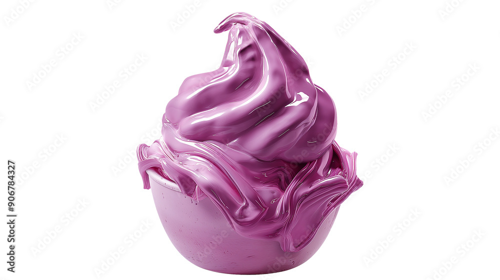 A purple frosted dessert in a bowl isolated on a transparent background A purple frosted dessert in a bowl isolated on a transparent background