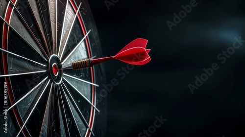 Red bullseye dart with red arrow hit center.