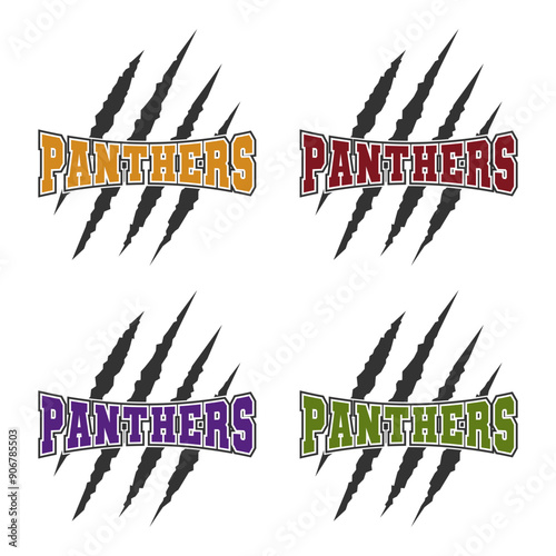 Panthers sport mascot emblem animal scratch claw stripes spirit school team.