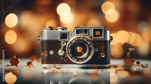 vintage photo camera and film