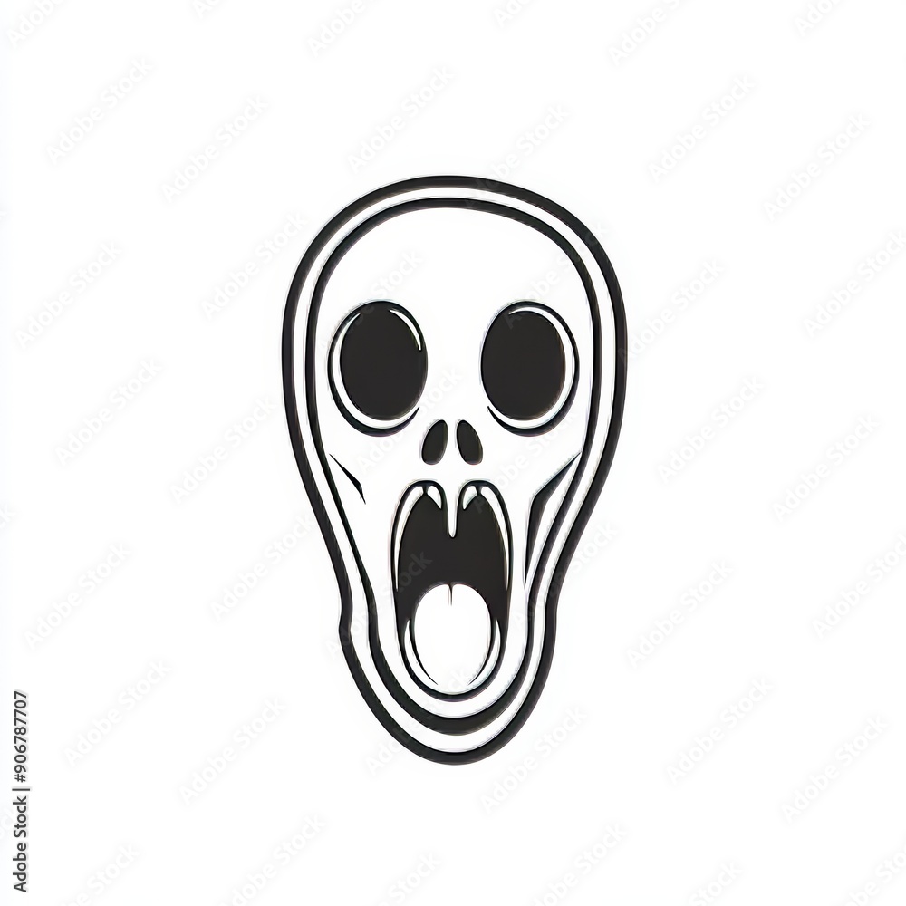 Spooky Ghost Icon for Halloween Element Design, Sticker, Decoration, Modern Illustration