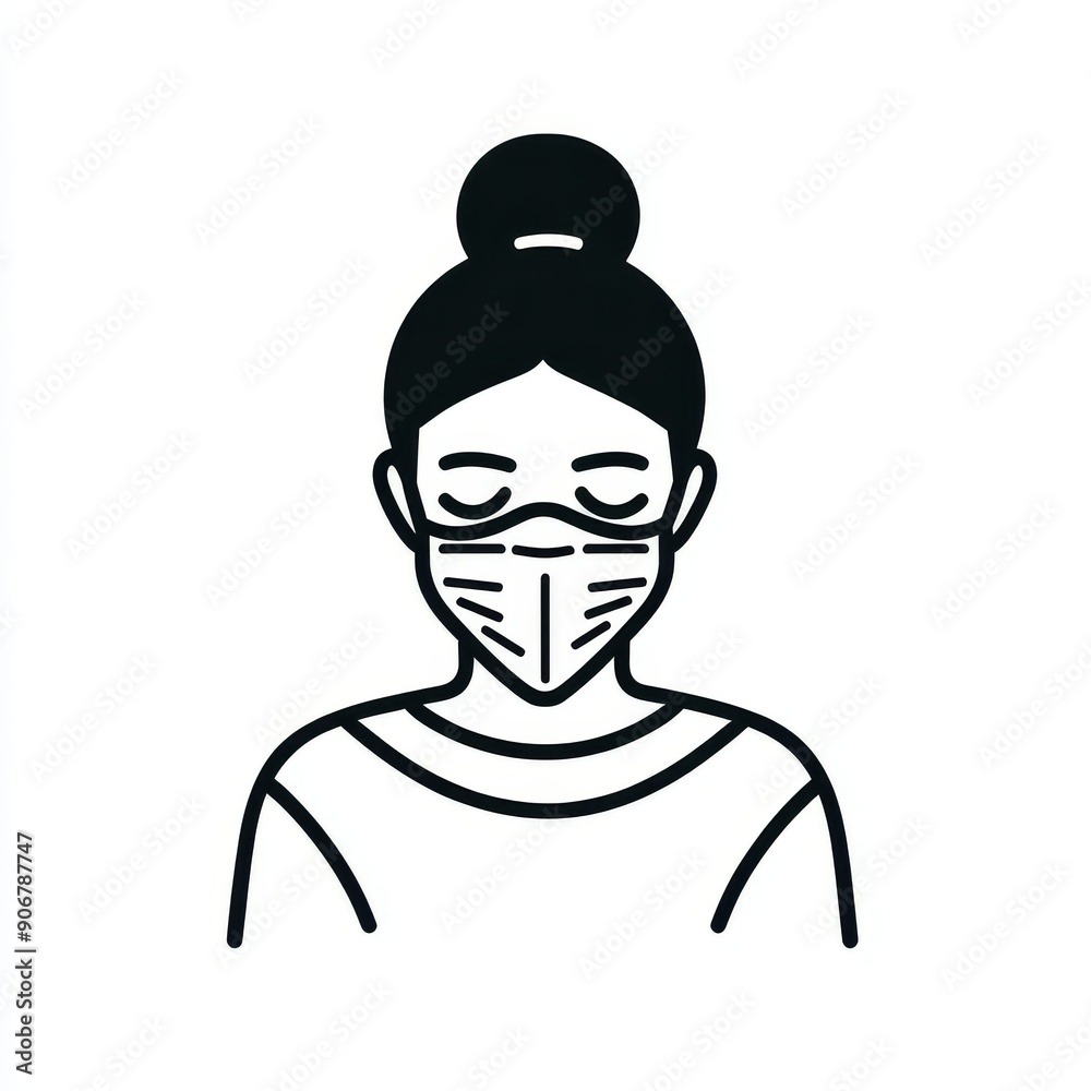 An isolated white background shows a patient sick icon line. An isolated white background shows a patient sick icon line.