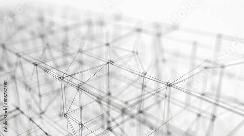 Abstract geometric network of lines and points, representing connection, communication, and technology.  The white background provides a clean and modern aesthetic.