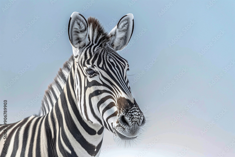 Beautiful zebra close-up. funny photo. Cute animal image in a minimalist style on a light background. Beautiful zebra close-up. funny photo. Cute animal image in a minimalist style on a light background.