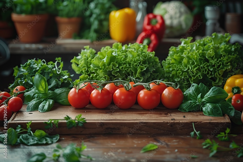 Fresh Vegetables on Wooden Board