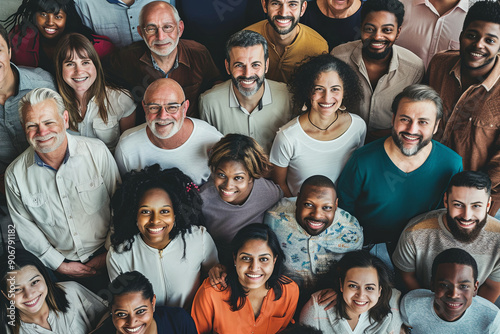 Large group of happy multiethnic and multi-generational people