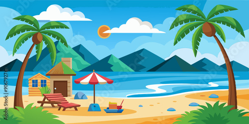 Beech scene, vector illustration, children's story, beech tree, forest background, nature illustration, kid-friendly art, woodland scene, beech leaves, forest animals, playful environment, outdoor set