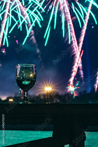 1 January 2009, Jakarta, Indonesia, South East Asia, Fireworks on new year night. photo