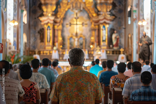 People at church during holy mass photo