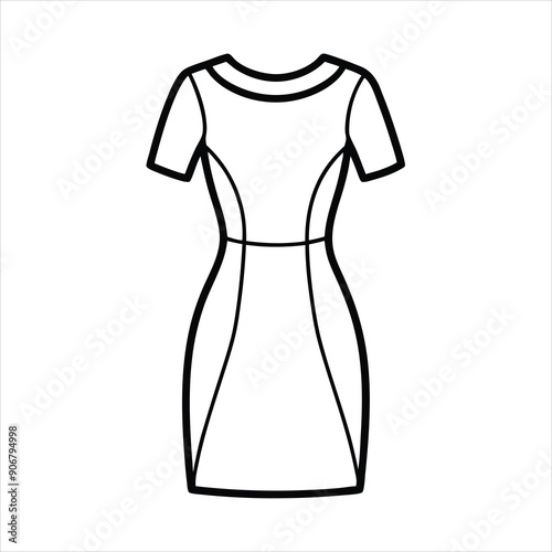 A stylish plain dress illustration line art vector