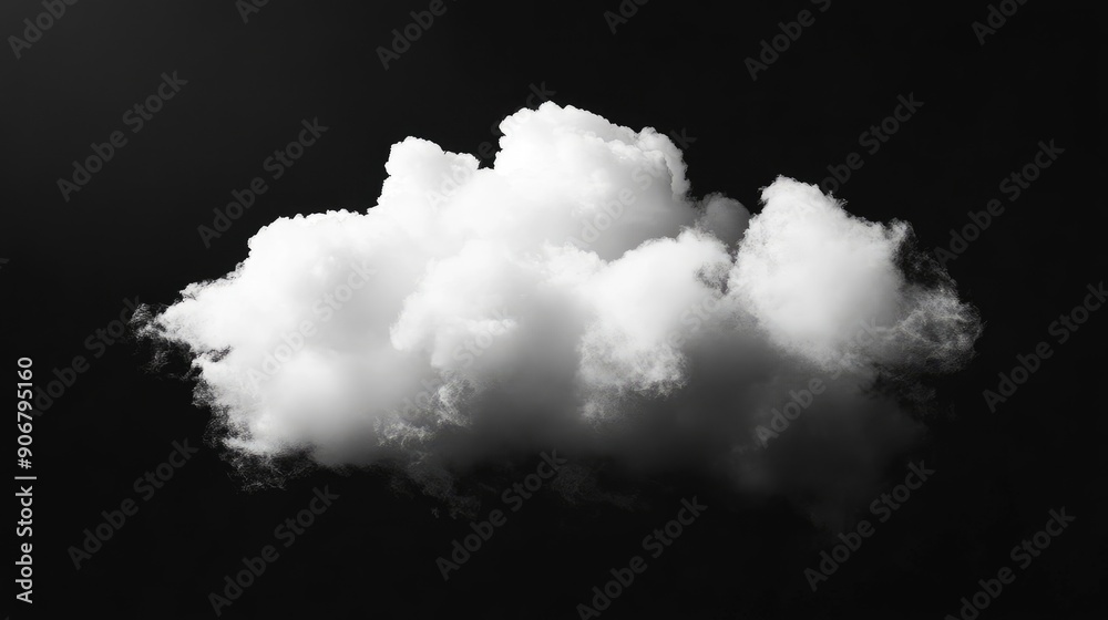 Isolated white cloud on a black background, creating a striking contrast for abstract designs or fog effects. Isolated white cloud on a black background, creating a striking contrast for abstract designs or fog effects.