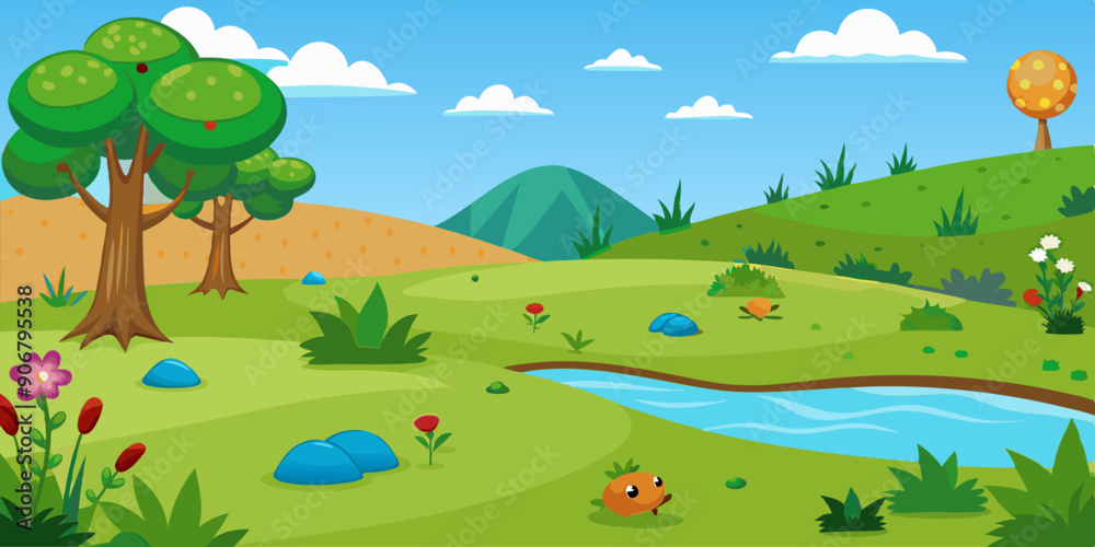 Mountains Scene Vector Illustration for kids