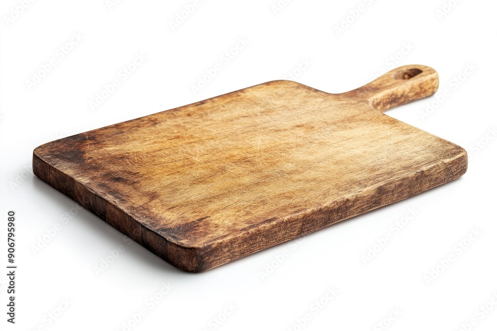 wooden Cutting Board, isolated on white background, full depth of field, ai