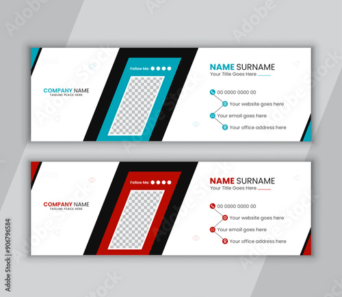 Email signature design template or email footer template and personal cover with premium 2 vector