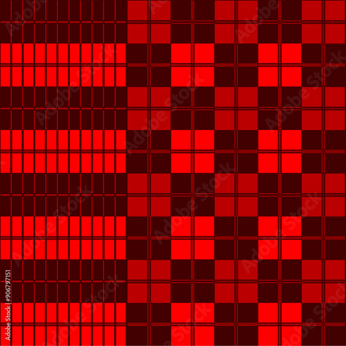 Seamless pattern of Sarung A02 on Red color scheme, showing strong and full spirit vibes. Sarung is Indonesian traditional garment with a unique textures