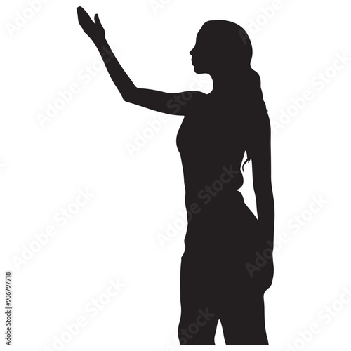 Silhouette female hands silhouette white background
