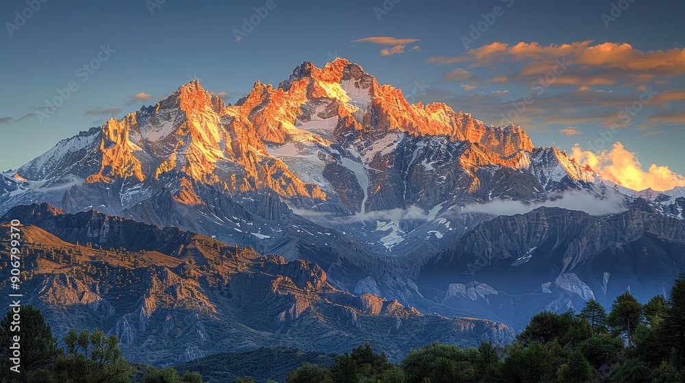 Fototapeta premium Majestic Mountain Landscape at Sunset in the Alps