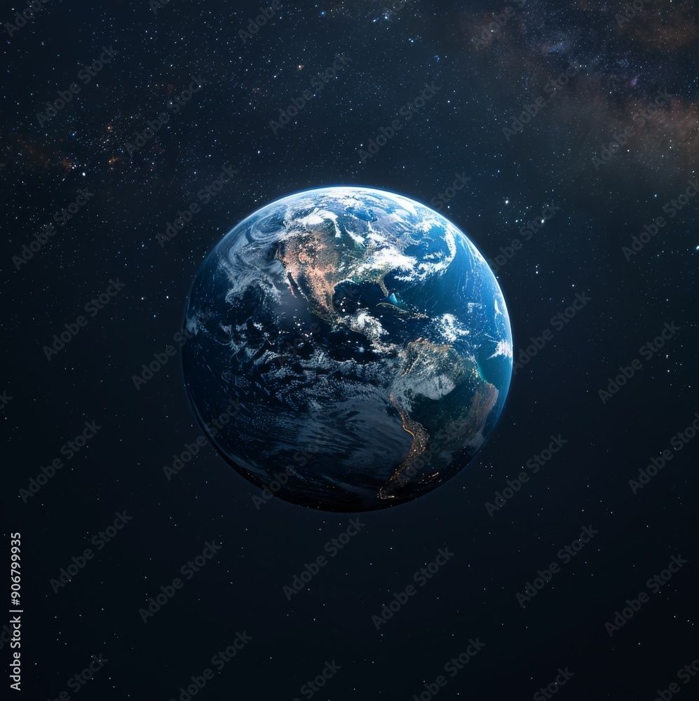 Fototapeta premium Fanciful Celestial Vision: A Fantasy Globe Illuminated Against the Dark Abyss of Space, Embarking on a Journey of Imagination and Discovery