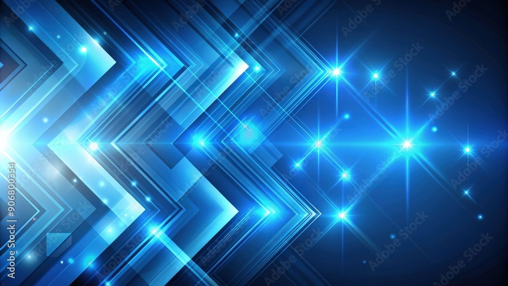 Obraz premium Dynamic blue background with illuminated arrows in abstract space, Blue, Background, Illuminated, Arrows, Abstract, Space