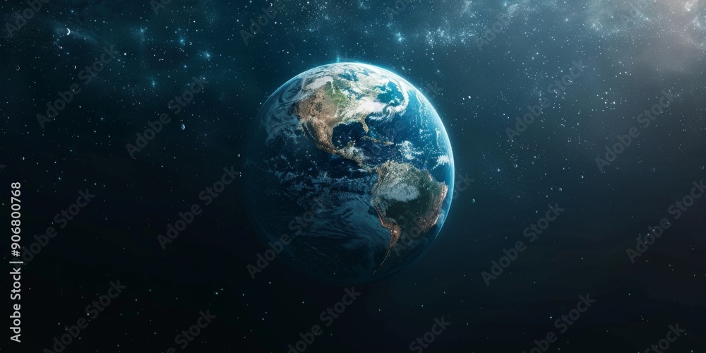 Fototapeta premium Fanciful Celestial Vision: A Fantasy Globe Illuminated Against the Dark Abyss of Space, Embarking on a Journey of Imagination and Discovery