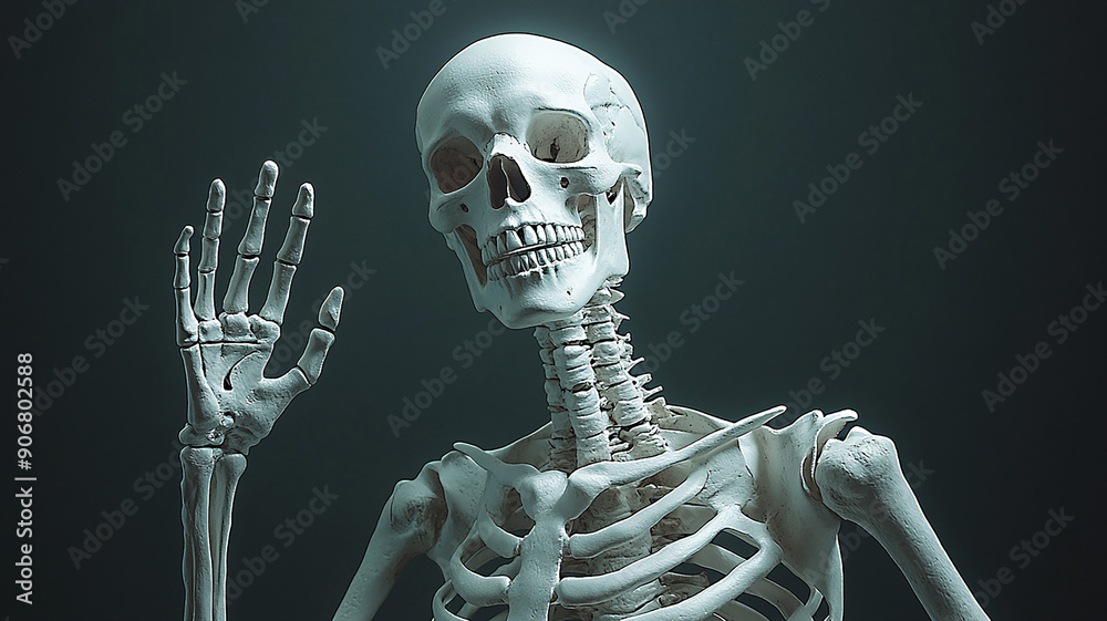 Celebrate Halloween with high-resolution 3D skeleton images, white background Celebrate Halloween with high-resolution 3D skeleton images, white background