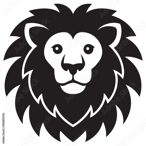 Black and White Silhouette of a Lion's Head