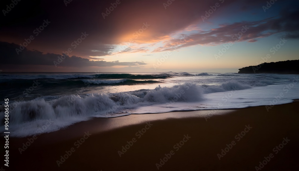 Ocean Waves Crashing on the Shore at Sunset Ocean Waves Crashing on the Shore at Sunset