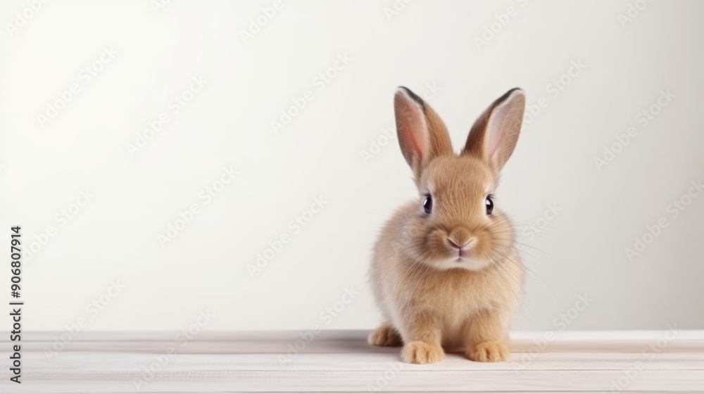 Obraz premium cute animal pet rabbit or bunny brown color smiling and laughing isolated with copy space for easter background, rabbit, animal, pet, cute, fur, ear, mammal, background, celebration, generate by AI