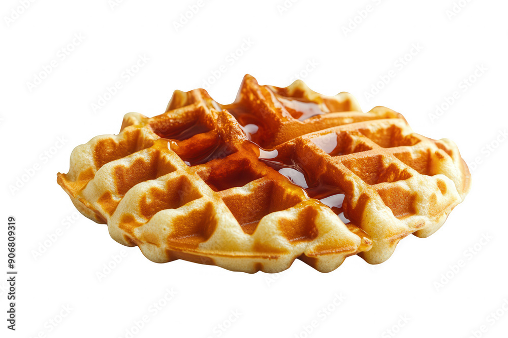 A delicious waffle topped with golden syrup, perfect for breakfast or dessert, showcasing crispy texture and mouthwatering taste. A delicious waffle topped with golden syrup, perfect for breakfast or dessert, showcasing crispy texture and mouthwatering taste.