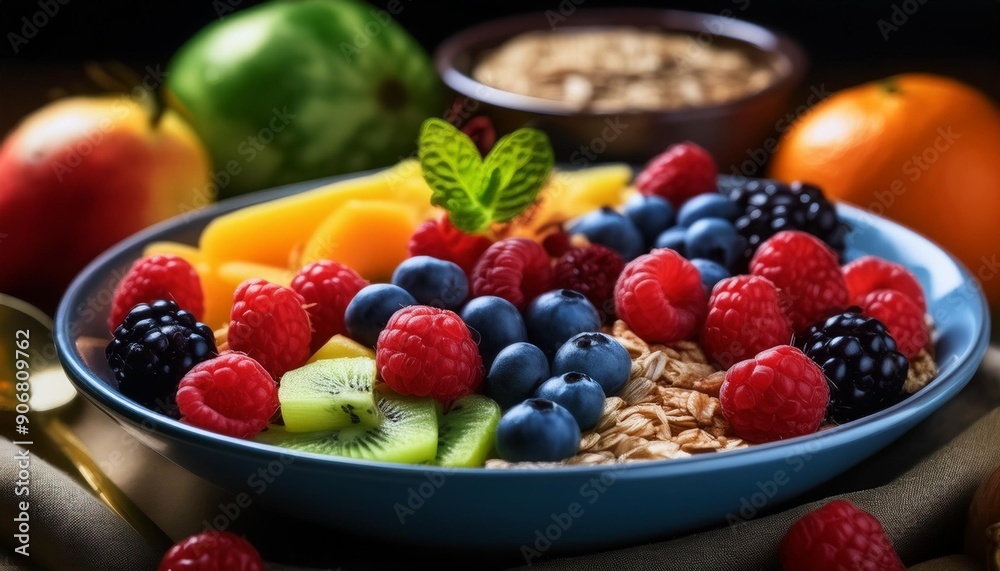 Healthy breakfast with grains and fruits. Healthy breakfast with grains and fruits.