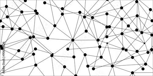 Technology abstract white digital background of connected dot with irregular stock lines. Network Connecting dot polygon background. Concept of Networking technology and futuristic style.