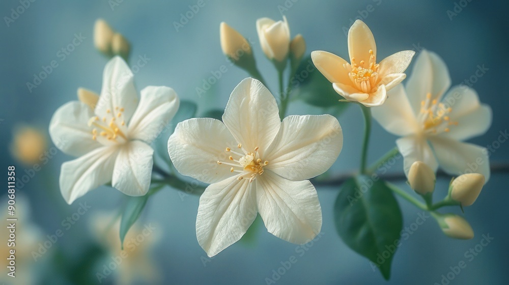 Delicate White Flowers on a Branch Delicate White Flowers on a Branch