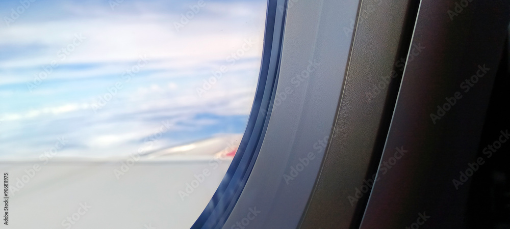Fototapeta premium The view outside the plane from the window