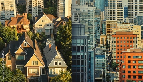 Residential vs. Commercial Properties: Comparative Visuals, contrasting residential and commercial real estate