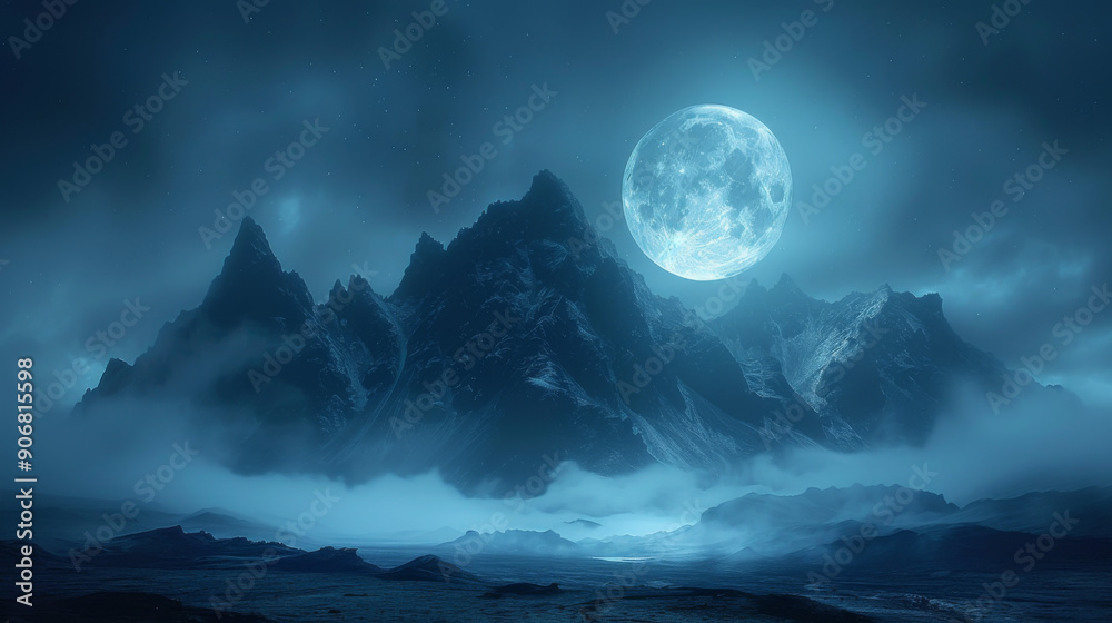 A mystical night sky with a full moon A mystical night sky with a full moon